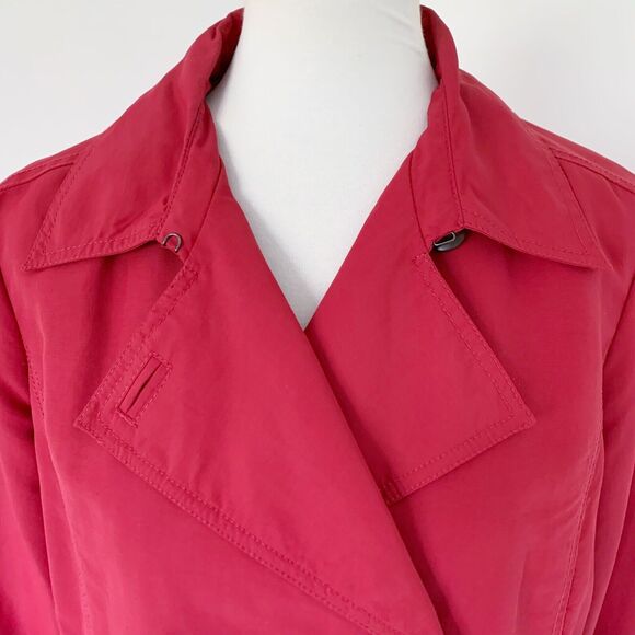 Eddie Bauer Women's Nylon Double Breasted Peacoat Jacket Coat M Medium Berry Red - Picture 3 of 12